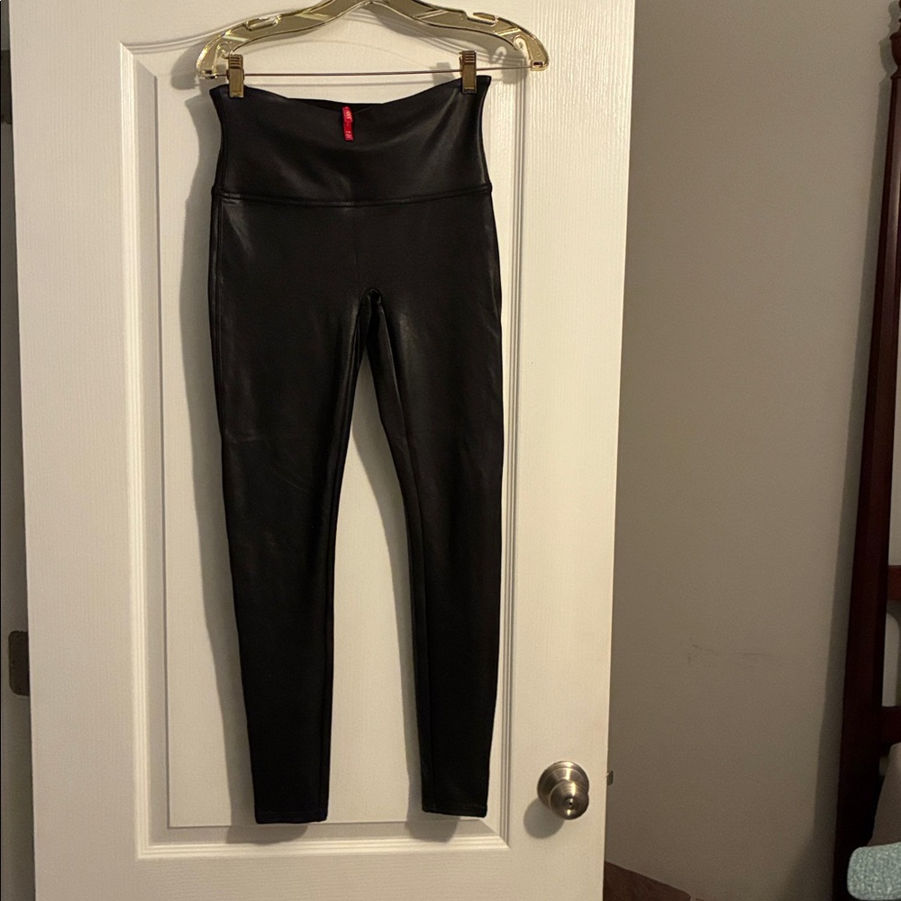 SPANX Black Leggings Large Faux leather. 
New without tags! NEVER worn